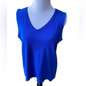 Chico's Sapphire Blue Sleeveless Ribbed Knit Style V Neck Tank Top Size 3